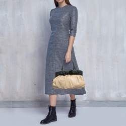 Valentino Beige/Black Leather and Watersnake Lacca Fleur Frame Satchel