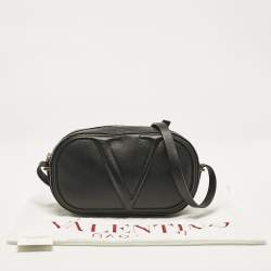 Pre Owned Valentino Black Leather Vlogo Walk Crossbody Bag