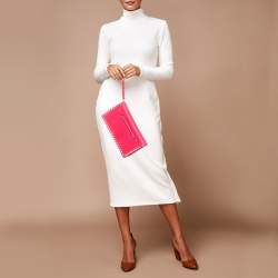 Pre Owned Valentino Hot Pink Leather Rockstud Flap Wristlet Clutch