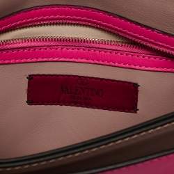 Pre Owned Valentino Hot Pink Leather Rockstud Flap Wristlet Clutch