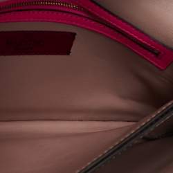 Pre Owned Valentino Hot Pink Leather Rockstud Flap Wristlet Clutch