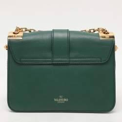 Valentino Green Leather Rockstud Shoulder Bag