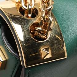 Valentino Green Leather Rockstud Shoulder Bag