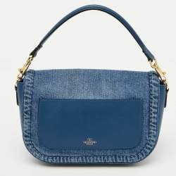 Pre Owned Valentino Blue Denim All Time Flap Shoulder Bag