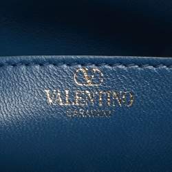 Pre Owned Valentino Blue Denim All Time Flap Shoulder Bag