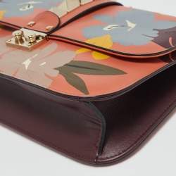 Pre Owned Valentino Multicolor Floral Leather Medium Rockstud Glam Lock Flap Bag