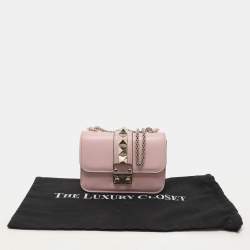 Valentino Light Pink Leather Mini Rockstud Glam Lock Shoulder Bag