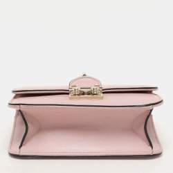 Valentino Light Pink Leather Mini Rockstud Glam Lock Shoulder Bag