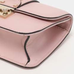 Valentino Light Pink Leather Mini Rockstud Glam Lock Shoulder Bag