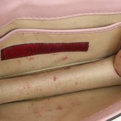 Valentino Light Pink Leather Mini Rockstud Glam Lock Shoulder Bag