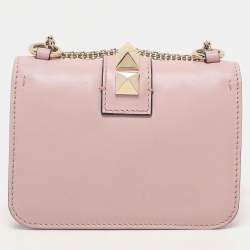 Valentino Light Pink Leather Mini Rockstud Glam Lock Shoulder Bag