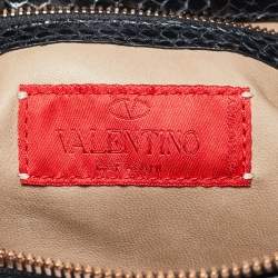 Valentino Black Snakeskin and Fur Frame Satchel