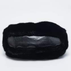 Valentino Black Snakeskin and Fur Frame Satchel