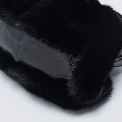 Valentino Black Snakeskin and Fur Frame Satchel