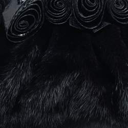 Valentino Black Snakeskin and Fur Frame Satchel