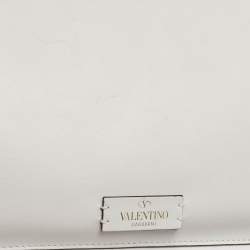 Pre Owned Valentino White Leather Fringe Tassel Flap Shoulder Bag