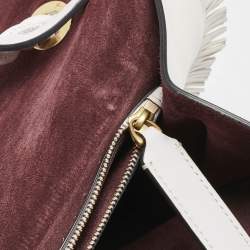 Pre Owned Valentino White Leather Fringe Tassel Flap Shoulder Bag