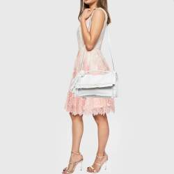 Pre Owned Valentino White Leather Fringe Tassel Flap Shoulder Bag