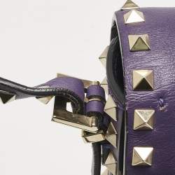 Pre Owned Valentino Purple Leather Rockstud Flap Shoulder Bag