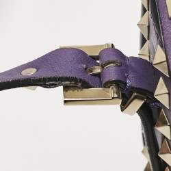 Pre Owned Valentino Purple Leather Rockstud Flap Shoulder Bag