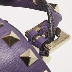 Pre Owned Valentino Purple Leather Rockstud Flap Shoulder Bag