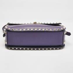 Pre Owned Valentino Purple Leather Rockstud Flap Shoulder Bag