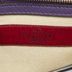Pre Owned Valentino Purple Leather Rockstud Flap Shoulder Bag