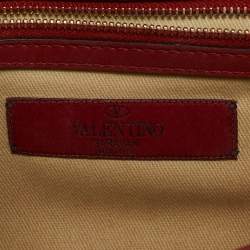 Pre Owned Valentino Red Leather Medium Glam Lock Chain Shoulder Bag