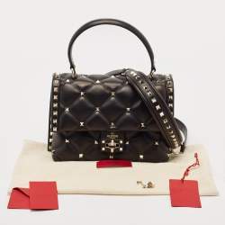 Valentino Black Quilted Leather Medium Candystud Top Handle Bag