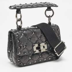 Valentino Black Leather Micro Rockstud Spike Crossbody Bag