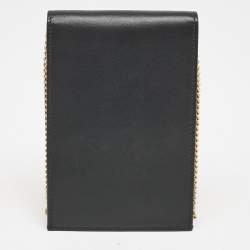 Pre Owned Valentino Black Leather VLogo Crossbody Bag