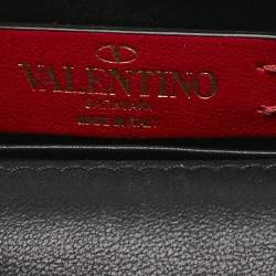 Pre Owned Valentino Black Leather VLogo Crossbody Bag