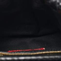 Valentino Black Snakeskin Fleur Chain Clutch