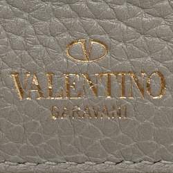 Valentino Grey Leather Rockstud Card Holder