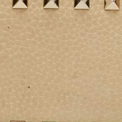 Valentino Cream Leather Rockstud Zip Card Case