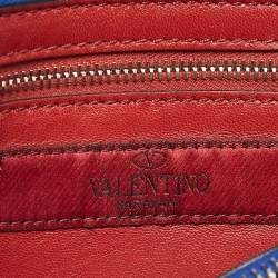 Pre Owned Valentino Blue Quilted Leather and Velvet Rockstud Belt Bag