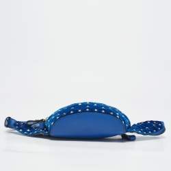 Pre Owned Valentino Blue Quilted Leather and Velvet Rockstud Belt Bag