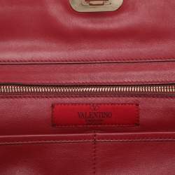 Valentino Red Leather Medium Rockstud Trapeze Tote