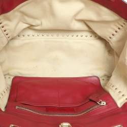 Valentino Red Leather Medium Rockstud Trapeze Tote