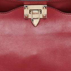 Valentino Red Leather Medium Rockstud Trapeze Tote