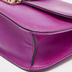 Pre Owned Valentino Pink Leather Medium Glam Lock Chain Shoulder Bag