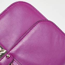 Pre Owned Valentino Pink Leather Medium Glam Lock Chain Shoulder Bag