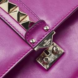 Pre Owned Valentino Pink Leather Medium Glam Lock Chain Shoulder Bag