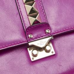 Pre Owned Valentino Pink Leather Medium Glam Lock Chain Shoulder Bag