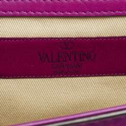 Pre Owned Valentino Pink Leather Medium Glam Lock Chain Shoulder Bag