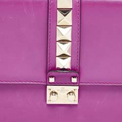 Pre Owned Valentino Pink Leather Medium Glam Lock Chain Shoulder Bag