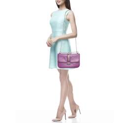 Pre Owned Valentino Pink Leather Medium Glam Lock Chain Shoulder Bag