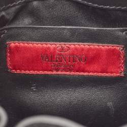 Valentino Black Leather Mini Rockstud Chain Bucket Bag