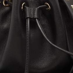 Valentino Black Leather Mini Rockstud Chain Bucket Bag