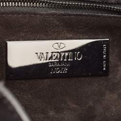 Valentino Black Leather Medium Star Crystal Rolling Rockstud Shoulder Bag